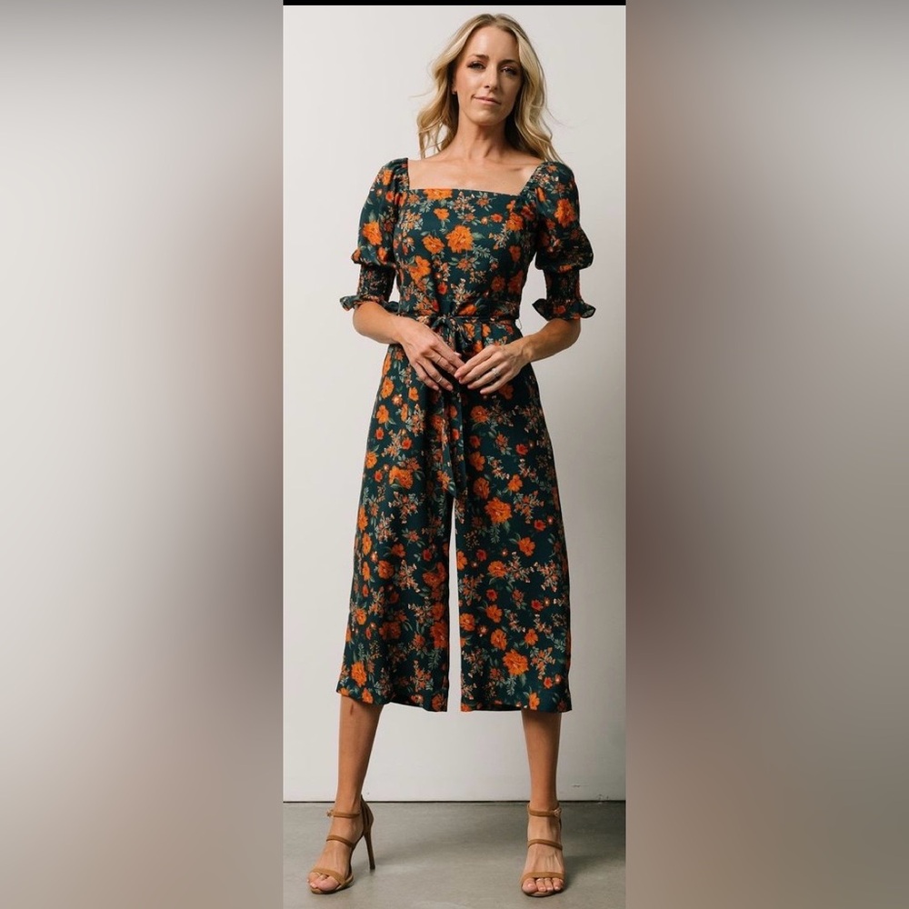 Baltic Born Dark Green and Orange Floral Jumpsuit